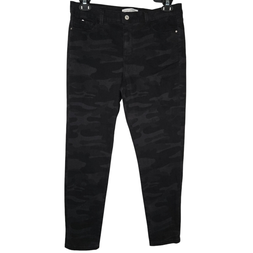 Social Standard Womens Black Camo Skinny Ankle Denim Jeans Size 10